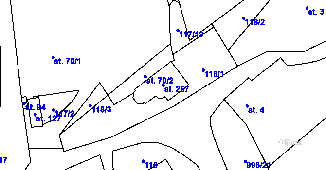 Parcela st. 267 v KÚ Rynárec, Katastrální mapa