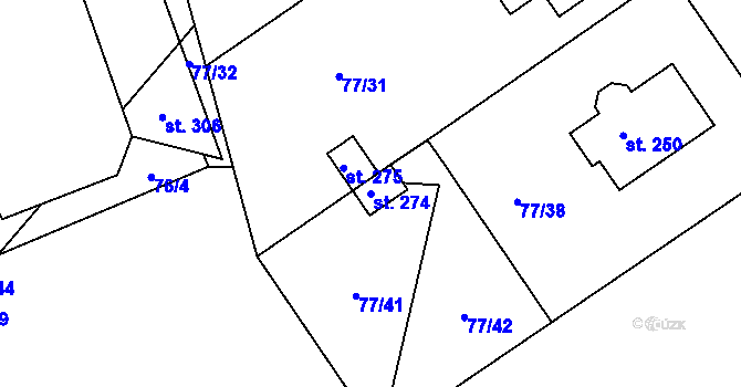 Parcela st. 274 v KÚ Rynárec, Katastrální mapa