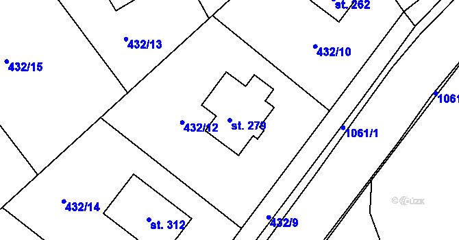 Parcela st. 279 v KÚ Rynárec, Katastrální mapa