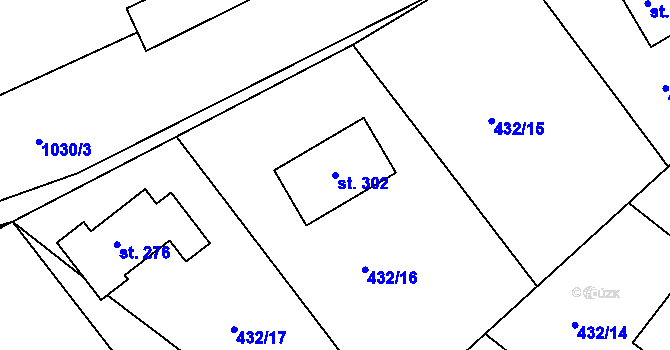 Parcela st. 302 v KÚ Rynárec, Katastrální mapa