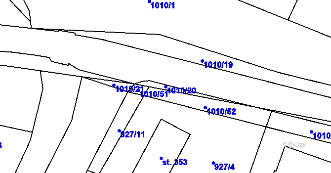 Parcela st. 1010/20 v KÚ Rynárec, Katastrální mapa