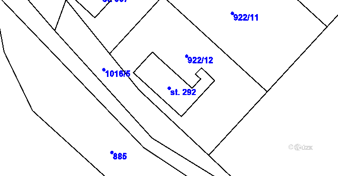 Parcela st. 292 v KÚ Rynárec, Katastrální mapa