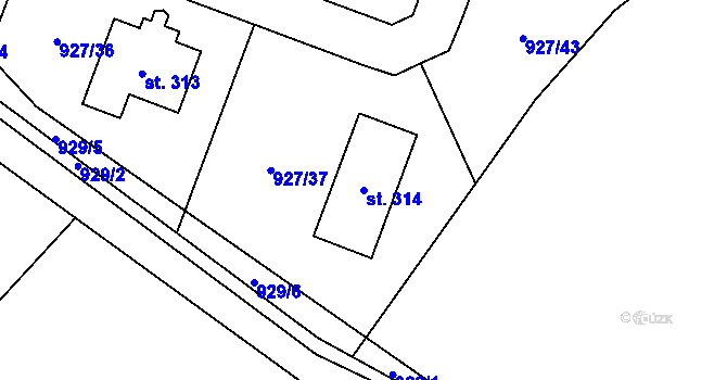 Parcela st. 314 v KÚ Rynárec, Katastrální mapa