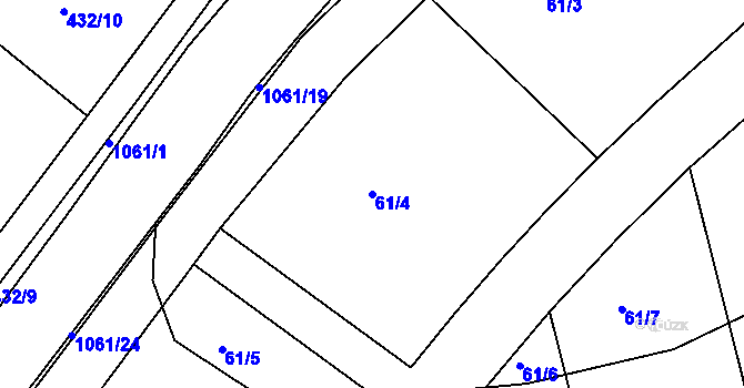 Parcela st. 61/4 v KÚ Rynárec, Katastrální mapa