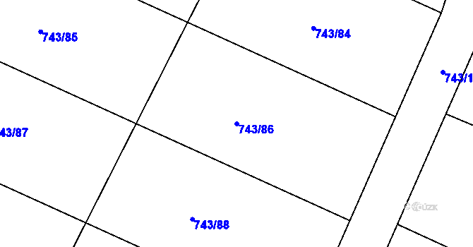 Parcela st. 743/86 v KÚ Rynárec, Katastrální mapa