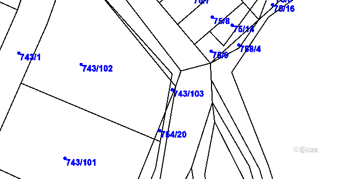 Parcela st. 743/103 v KÚ Rynárec, Katastrální mapa