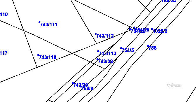 Parcela st. 743/113 v KÚ Rynárec, Katastrální mapa