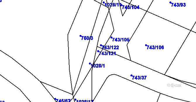Parcela st. 743/121 v KÚ Rynárec, Katastrální mapa
