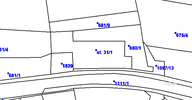 Parcela st. 31/1 v KÚ Vokov u Rynárce, Katastrální mapa