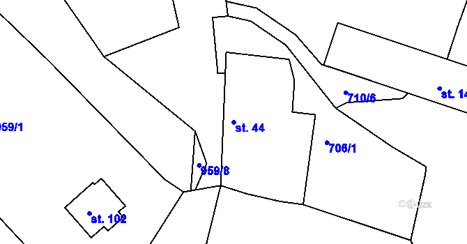 Parcela st. 44 v KÚ Vokov u Rynárce, Katastrální mapa