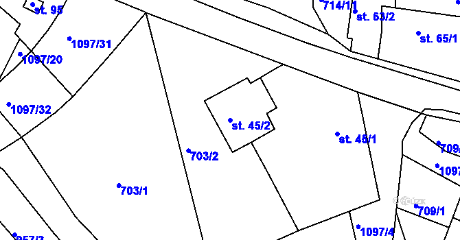 Parcela st. 45/2 v KÚ Vokov u Rynárce, Katastrální mapa