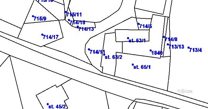 Parcela st. 63/2 v KÚ Vokov u Rynárce, Katastrální mapa