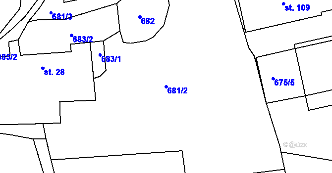 Parcela st. 681/2 v KÚ Vokov u Rynárce, Katastrální mapa