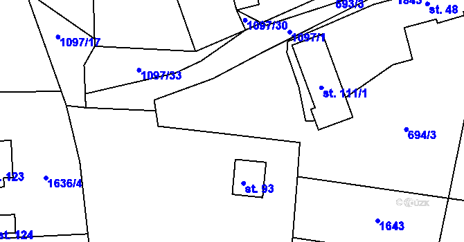 Parcela st. 692/2 v KÚ Vokov u Rynárce, Katastrální mapa