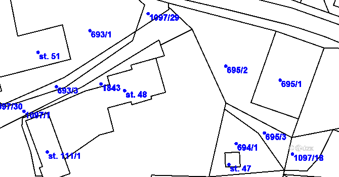 Parcela st. 693/2 v KÚ Vokov u Rynárce, Katastrální mapa