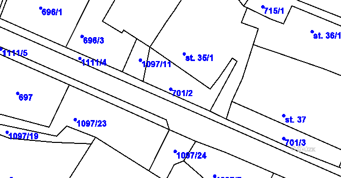 Parcela st. 701/2 v KÚ Vokov u Rynárce, Katastrální mapa