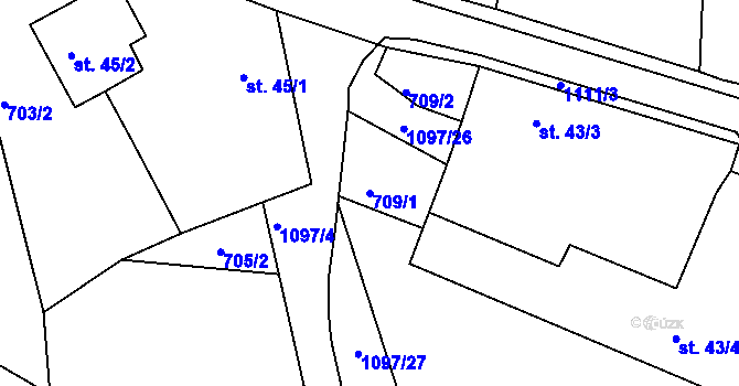 Parcela st. 709/1 v KÚ Vokov u Rynárce, Katastrální mapa