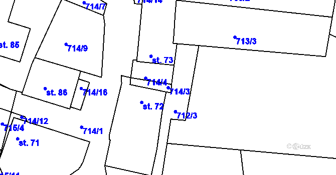 Parcela st. 714/3 v KÚ Vokov u Rynárce, Katastrální mapa