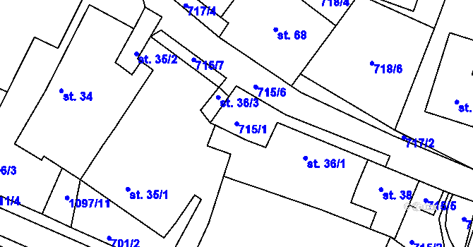 Parcela st. 715/1 v KÚ Vokov u Rynárce, Katastrální mapa