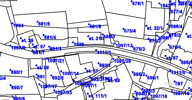 Parcela st. 1111/1 v KÚ Vokov u Rynárce, Katastrální mapa