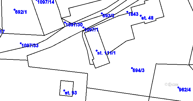 Parcela st. 111/1 v KÚ Vokov u Rynárce, Katastrální mapa