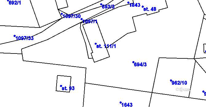Parcela st. 111/2 v KÚ Vokov u Rynárce, Katastrální mapa