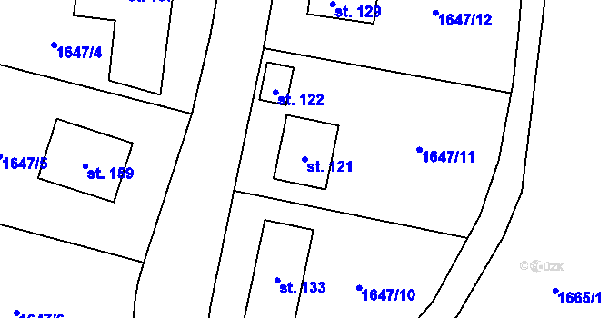 Parcela st. 121 v KÚ Vokov u Rynárce, Katastrální mapa