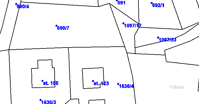 Parcela st. 690/5 v KÚ Vokov u Rynárce, Katastrální mapa
