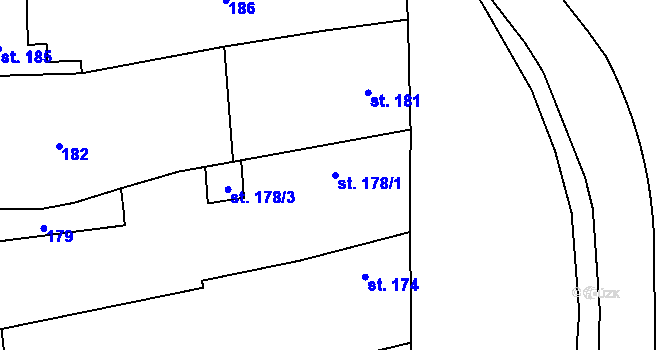 Parcela st. 178/1 v KÚ Rynholec, Katastrální mapa