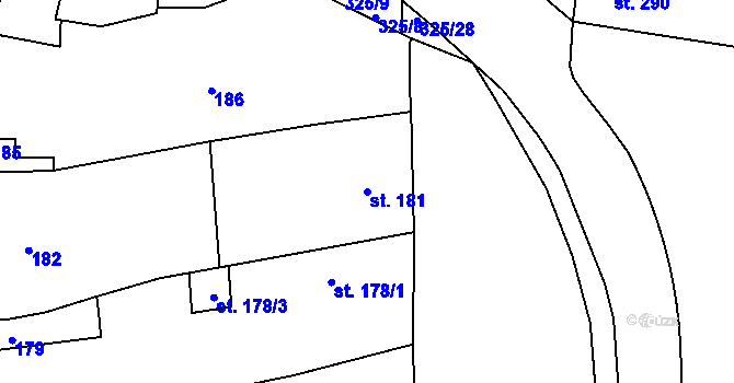 Parcela st. 181 v KÚ Rynholec, Katastrální mapa