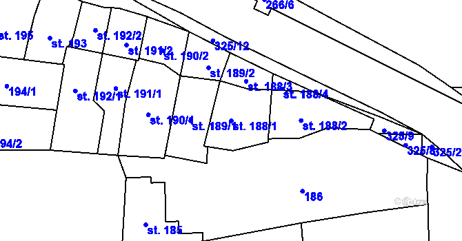 Parcela st. 188/1 v KÚ Rynholec, Katastrální mapa