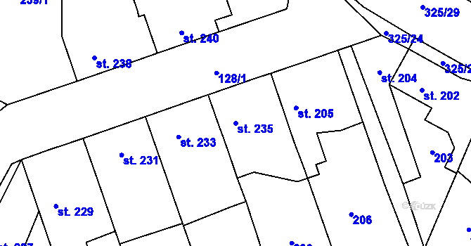Parcela st. 235 v KÚ Rynholec, Katastrální mapa