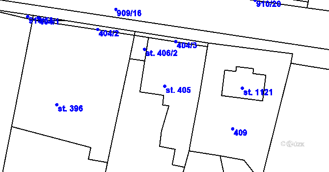 Parcela st. 405 v KÚ Rynholec, Katastrální mapa