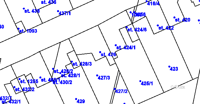 Parcela st. 426 v KÚ Rynholec, Katastrální mapa