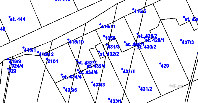 Parcela st. 432/2 v KÚ Rynholec, Katastrální mapa