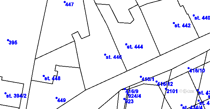 Parcela st. 446 v KÚ Rynholec, Katastrální mapa