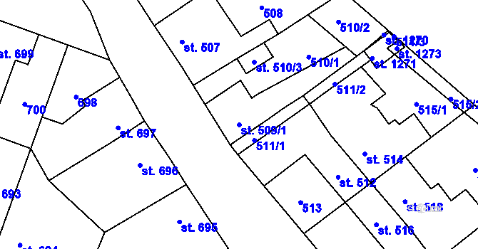 Parcela st. 509/1 v KÚ Rynholec, Katastrální mapa