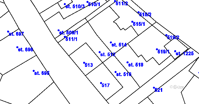 Parcela st. 512 v KÚ Rynholec, Katastrální mapa