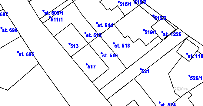 Parcela st. 516 v KÚ Rynholec, Katastrální mapa