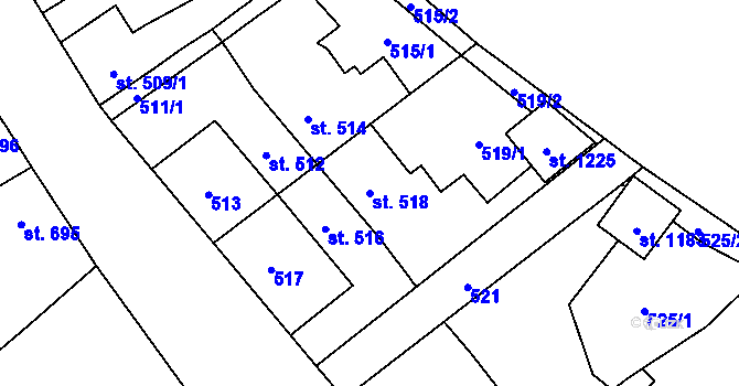 Parcela st. 518 v KÚ Rynholec, Katastrální mapa