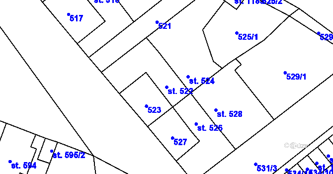 Parcela st. 522 v KÚ Rynholec, Katastrální mapa