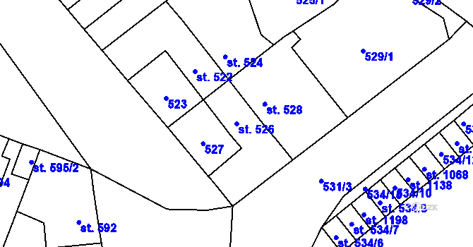 Parcela st. 526 v KÚ Rynholec, Katastrální mapa