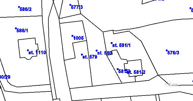 Parcela st. 580 v KÚ Rynholec, Katastrální mapa