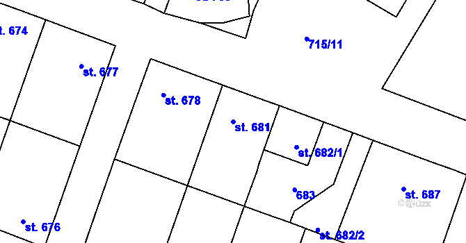 Parcela st. 681 v KÚ Rynholec, Katastrální mapa