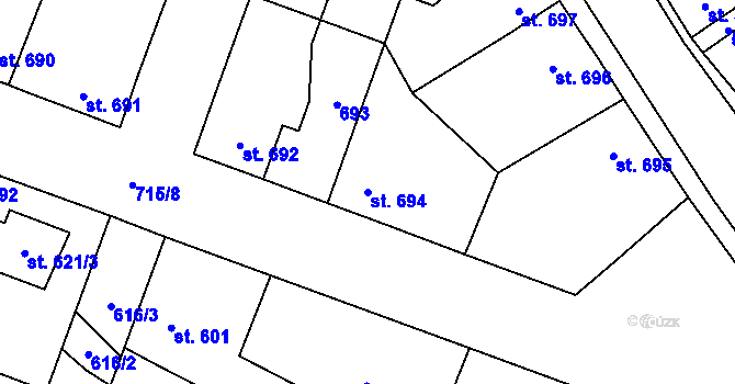 Parcela st. 694 v KÚ Rynholec, Katastrální mapa