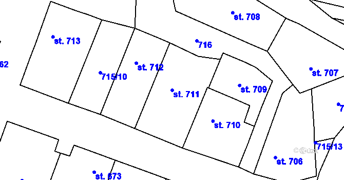 Parcela st. 711 v KÚ Rynholec, Katastrální mapa