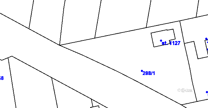 Parcela st. 288/3 v KÚ Rynholec, Katastrální mapa