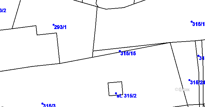 Parcela st. 315/9 v KÚ Rynholec, Katastrální mapa