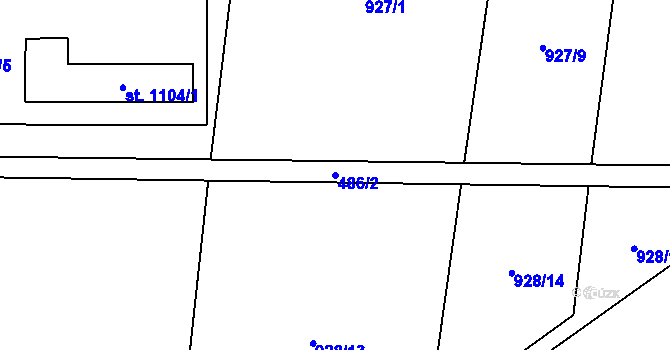 Parcela st. 486/2 v KÚ Rynholec, Katastrální mapa