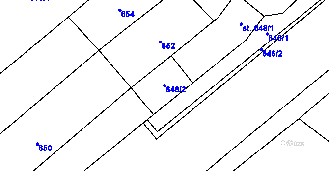 Parcela st. 648/2 v KÚ Rynholec, Katastrální mapa